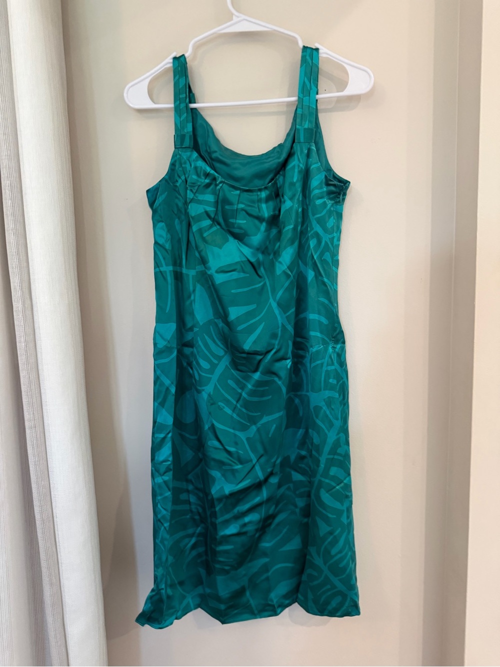 Ann Taylor Teal Silk Tropical Print Mini Dress